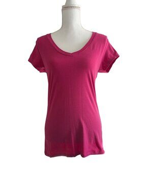 Pink V-Neck Casual Basic Short Sleeve Everyday Tee Magic Collection Junior XL